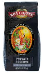 Koa Coffee Private Reserve bag of coffee beans