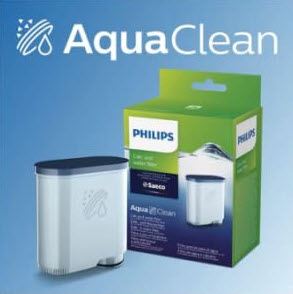 picture of the Philips aqua clean filter in front of the packaging box