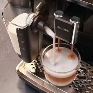 close up view of the  Phillips 3200 Series Fully Automatic Espresso Machine Lattego milk dispenser