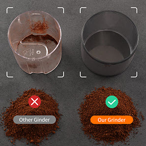 2 empty containers with coffee grinds in front of them.