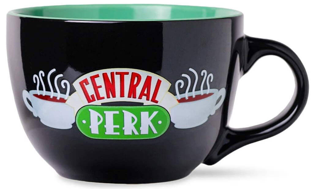cool ceramic mug is a must-have for any FRIENDS fan! Featuring the iconic Central Perk logo in black, 