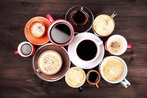 11 different cups of coffee showing the Robusta Coffee Characteristics