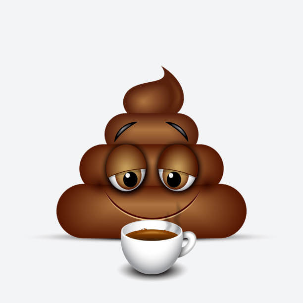 Poo emoticon drinking coffee, emoji - poop face