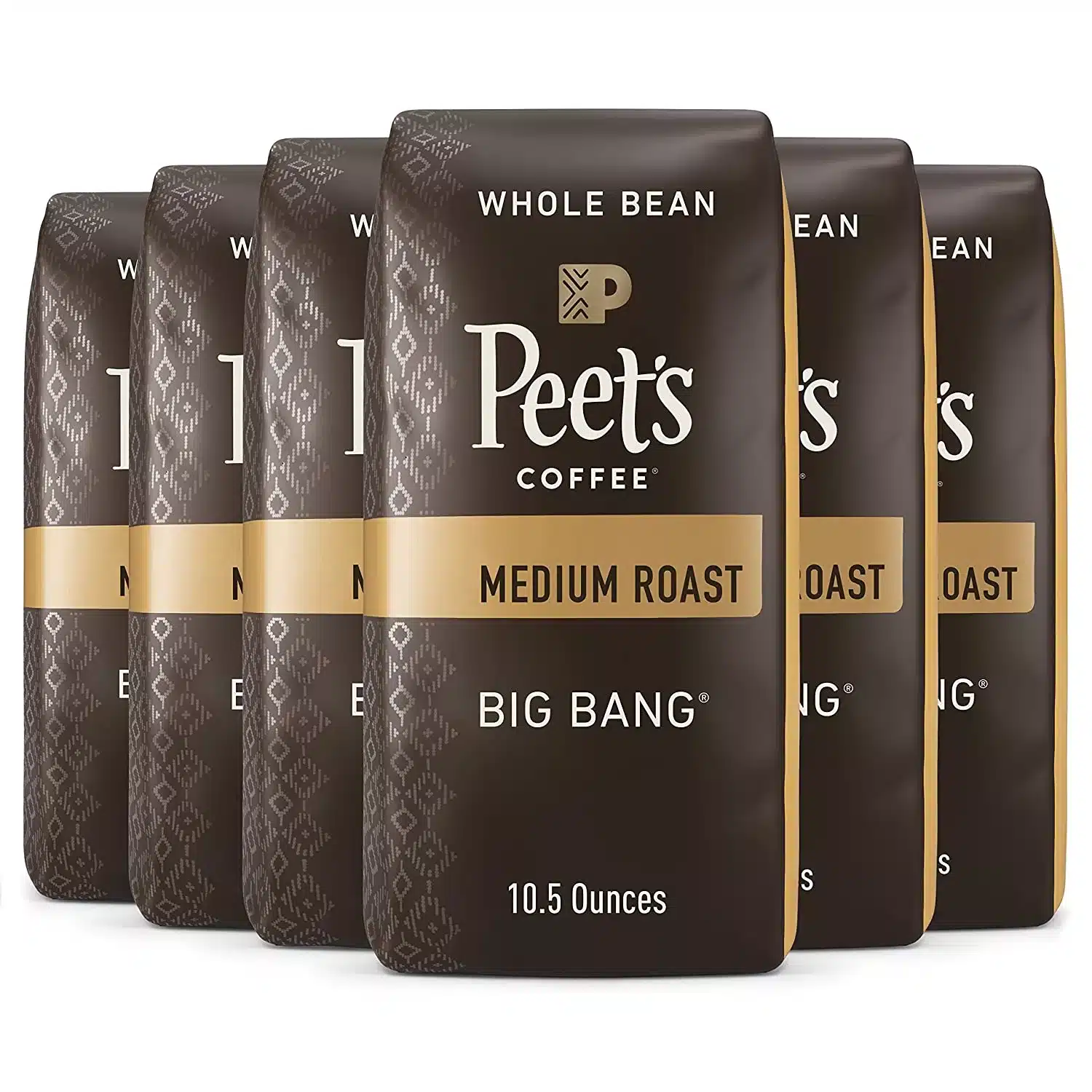 Peet's Coffee, Medium Roast Whole Bean Coffee - Big Bang 63 Ounces (6 Bags of 10.5 Ounces)