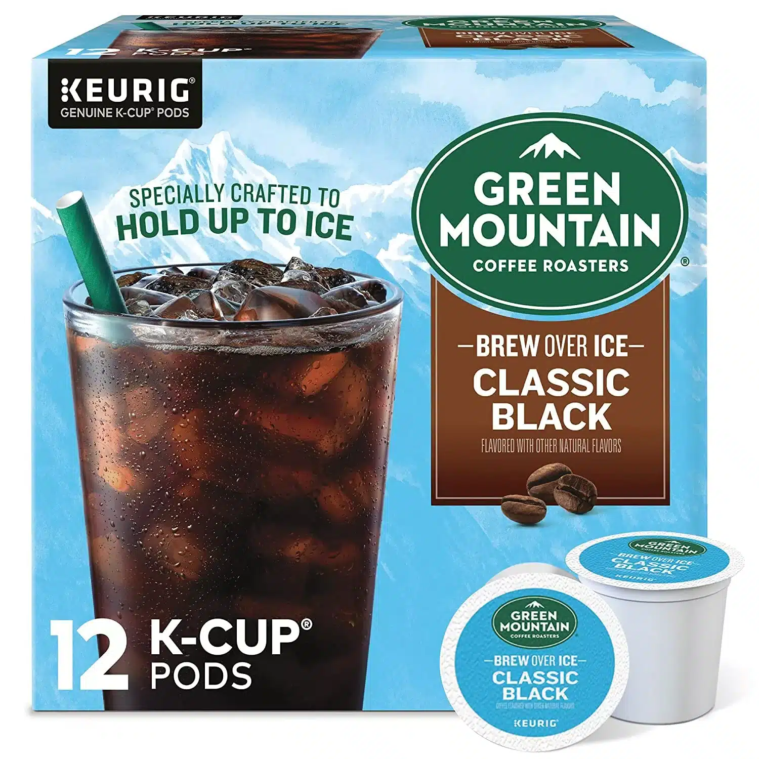 Green Mountain Coffee Roasters Brew Over Ice Classic Black, Single Serve Keurig K-Cup Pods, Medium Roast Iced Coffee