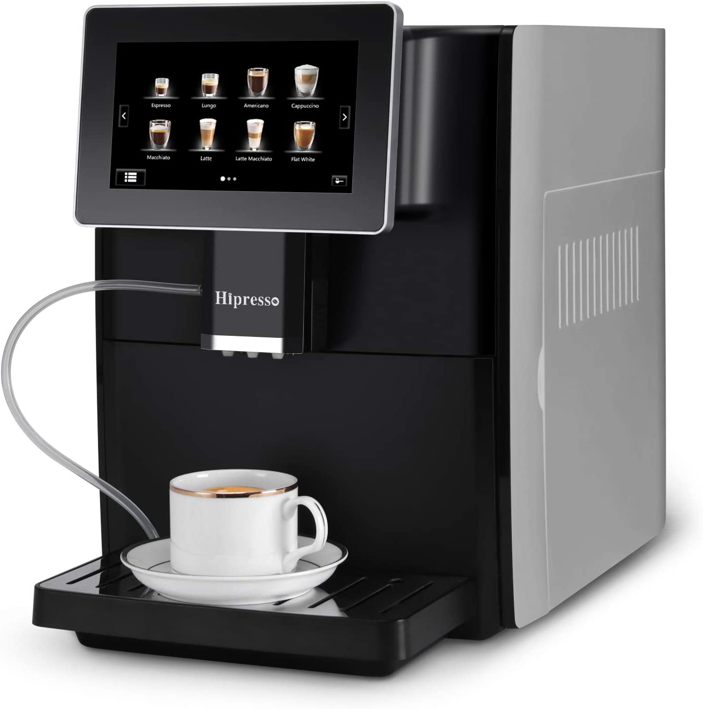 Hipresso Super-automatic Espresso Coffee Machine with Large 7 Inches HD TFT Display for Brewing Americano,Cappuccino, Latte, Macchiato,Flat White, Espresso...