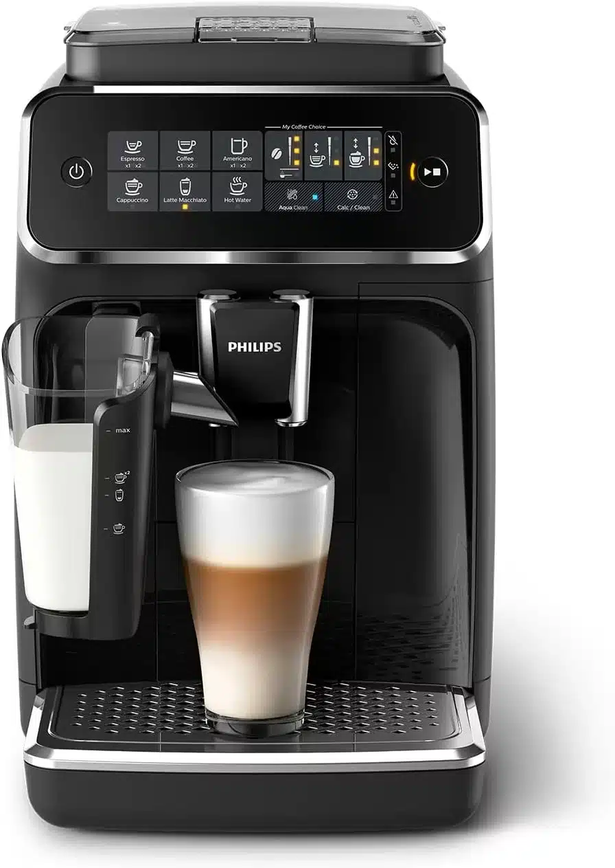 PHILIPS 3200 Series Fully Automatic Espresso Machine - LatteGo Milk Frother, 5 Coffee Varieties, Intuitive Touch Display, Black, 