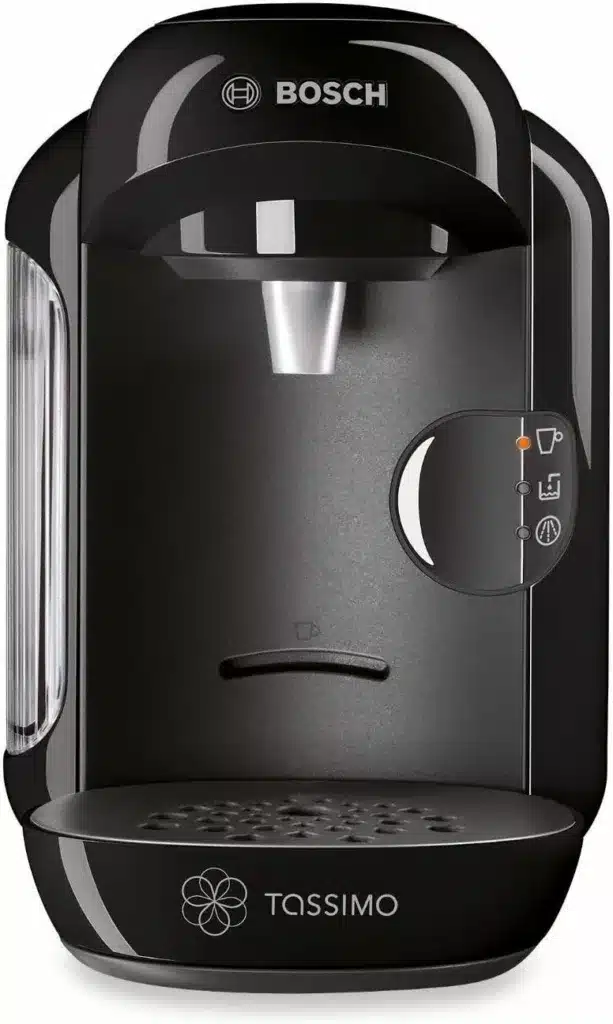 A black Bosch Tassimo Coffee Machine against a white background.