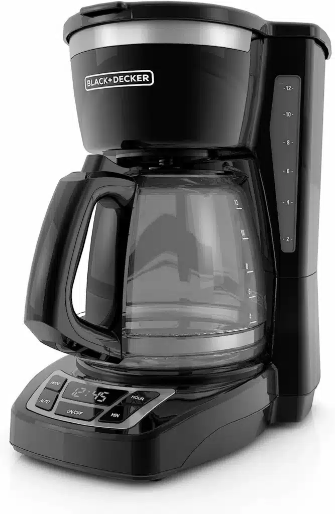 Black Programmable Coffee Maker with glass coffee pot