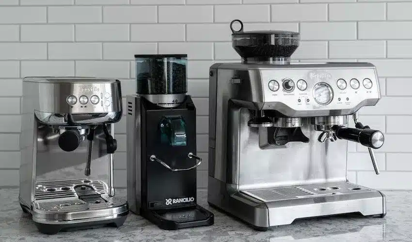 The Top Rated Espresso Machine in silver and black models.